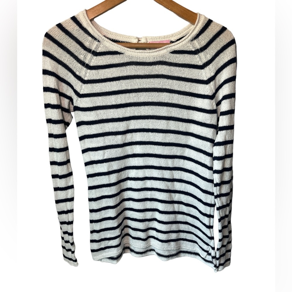 Lilly Pulitzer cotton long sleeve sweater nautical blue/white stripe XS preppy
